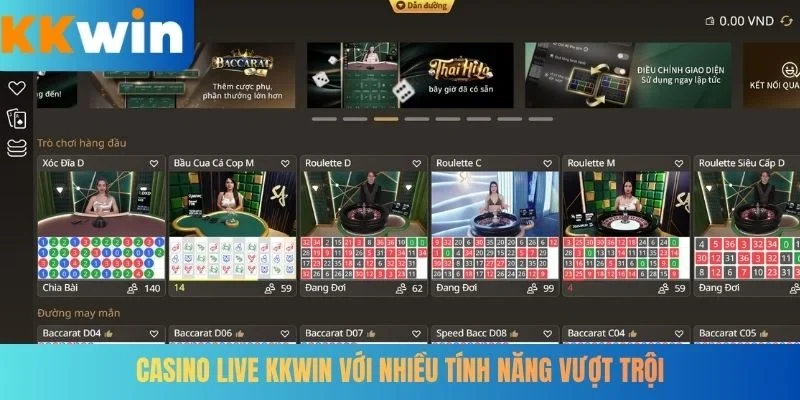 Casino Live KKWIN với nhiều tính năng vượt trội