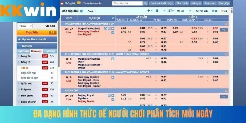 Đa dạng hình thức để người chơi phân tích mỗi ngày