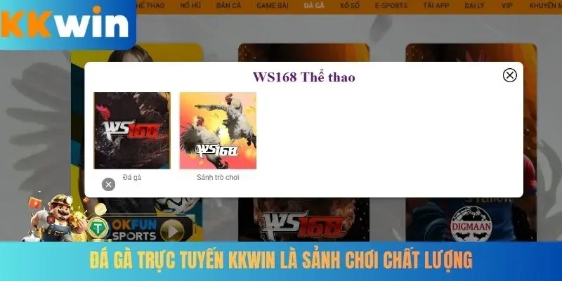Đá gà trực tuyến KKWIN là sảnh chơi chất lượng