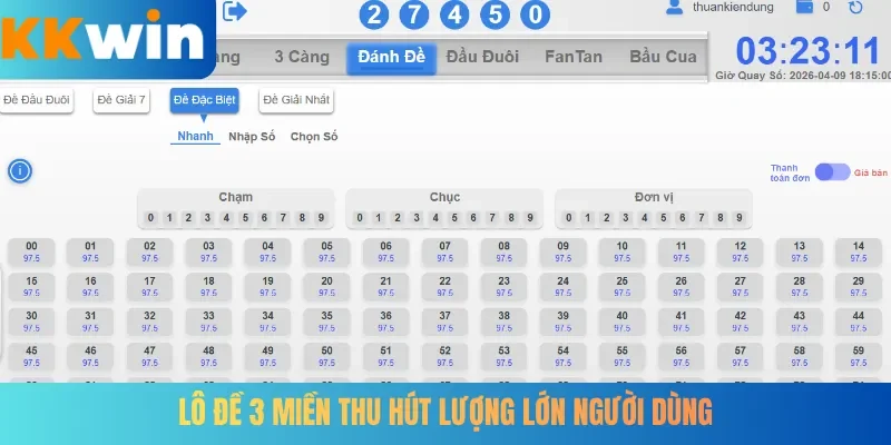 Lô đề 3 miền thu hút lượng lớn người dùng