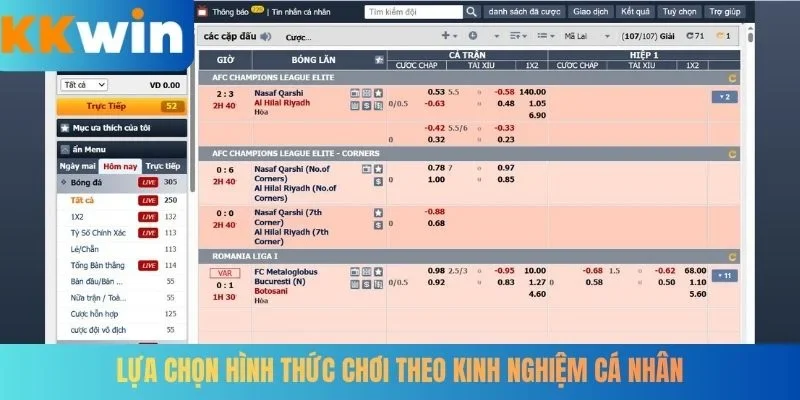 Lựa chọn hình thức chơi theo kinh nghiệm cá nhân