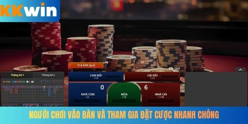Người chơi vào bàn và tham gia đặt cược nhanh chóng